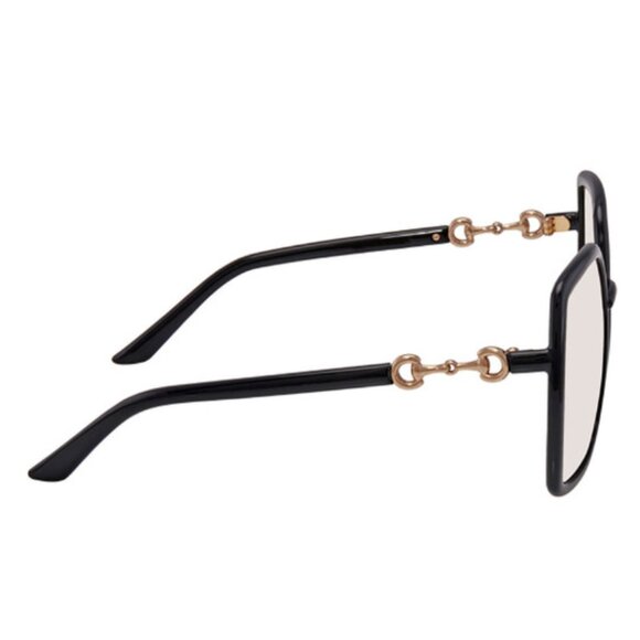 Gucci GG0890S Women\'s Hexagonal Designer Sunglasses Black Gold/Light Yellow 55mm
